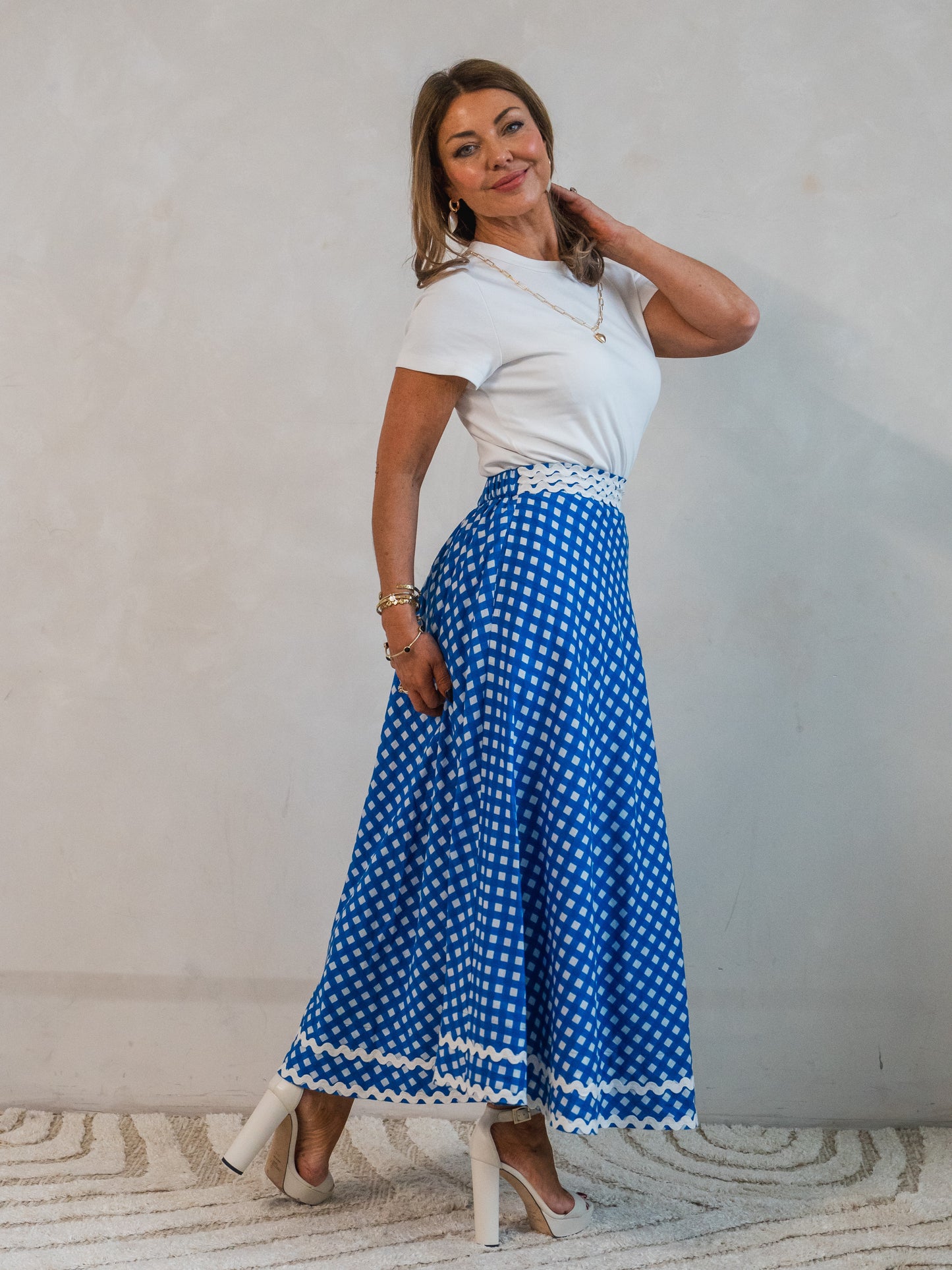 'LEGENDARY' SKIRT IN BLUE GINGHAM