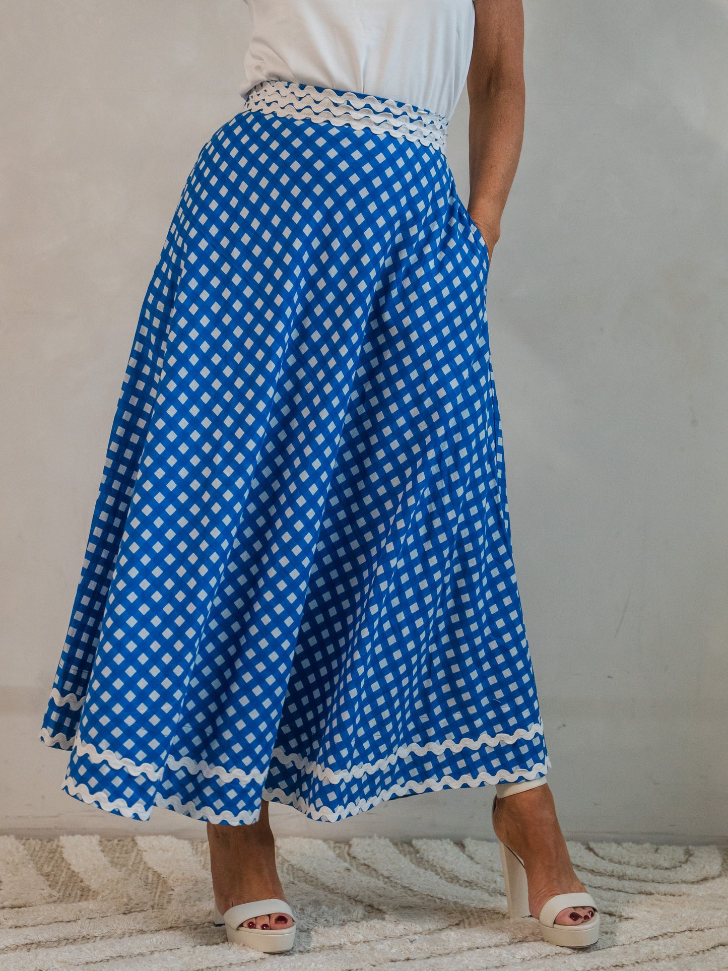 'LEGENDARY' SKIRT IN BLUE GINGHAM