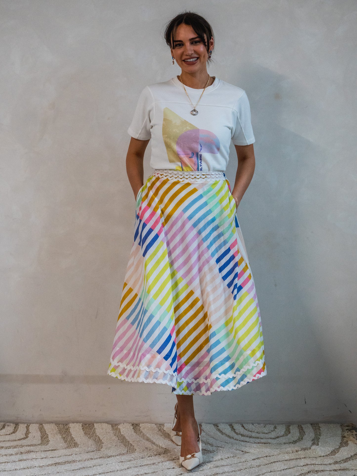 'LEGENDARY' SKIRT IN SORBET STRIPE