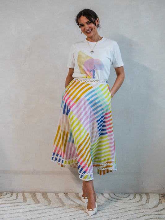 'LEGENDARY' SKIRT IN SORBET STRIPE