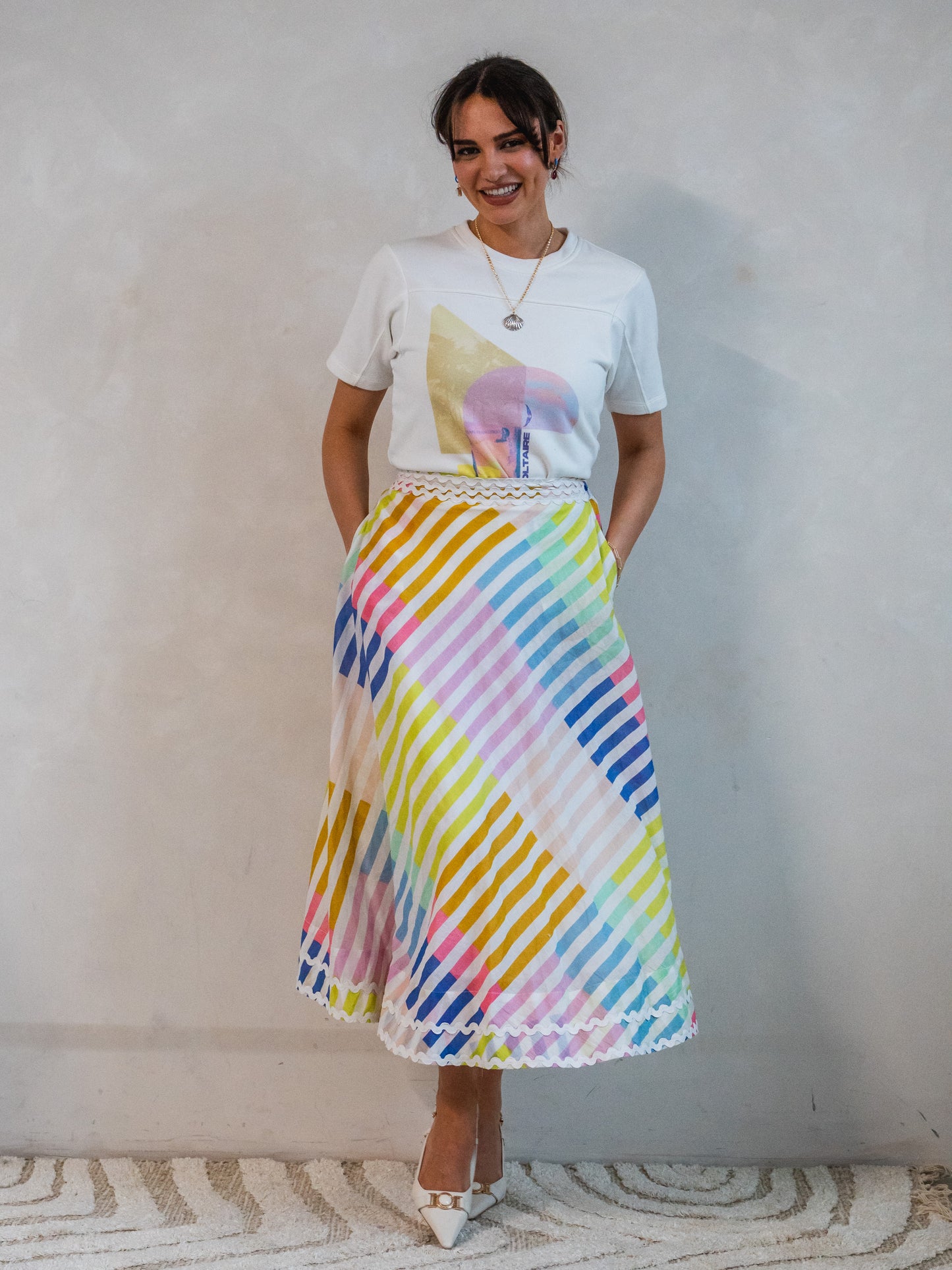 'LEGENDARY' SKIRT IN SORBET STRIPE