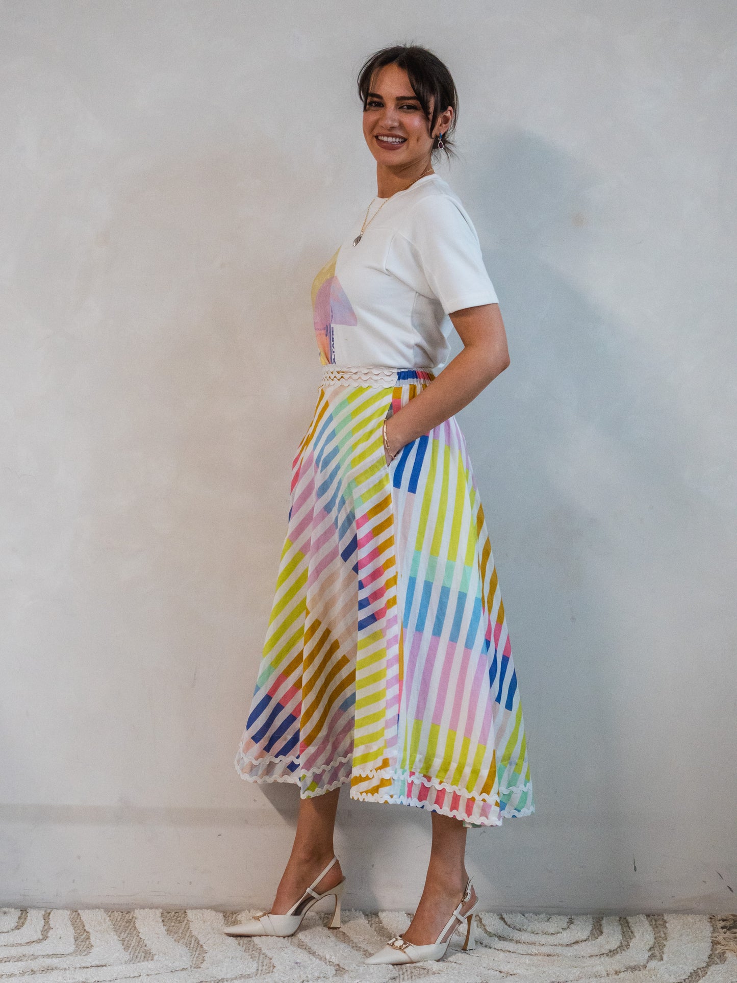 'LEGENDARY' SKIRT IN SORBET STRIPE