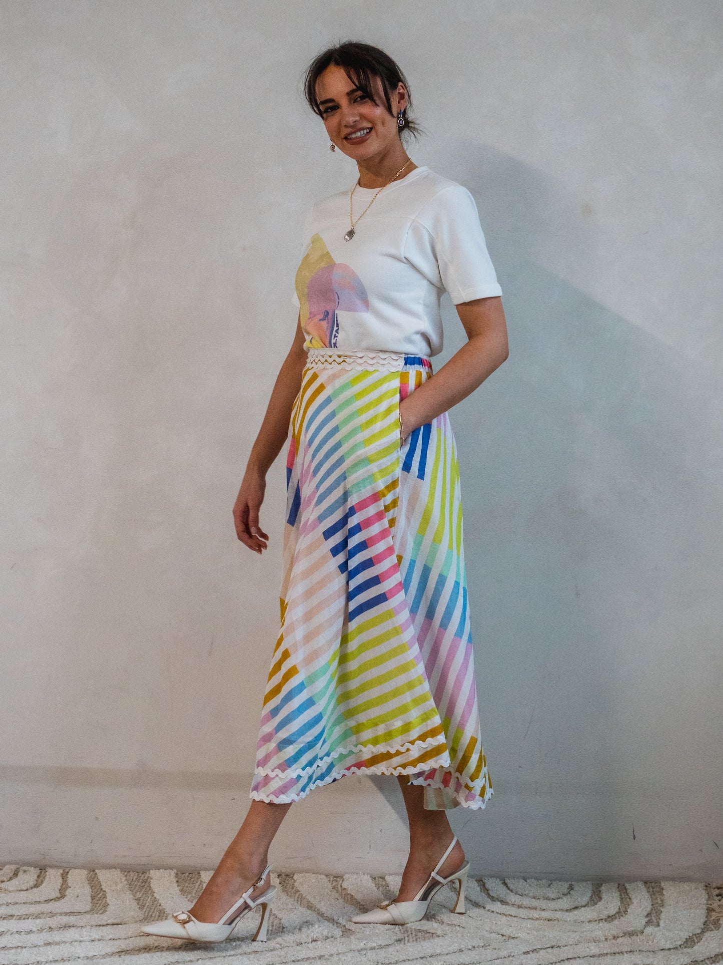 'LEGENDARY' SKIRT IN SORBET STRIPE