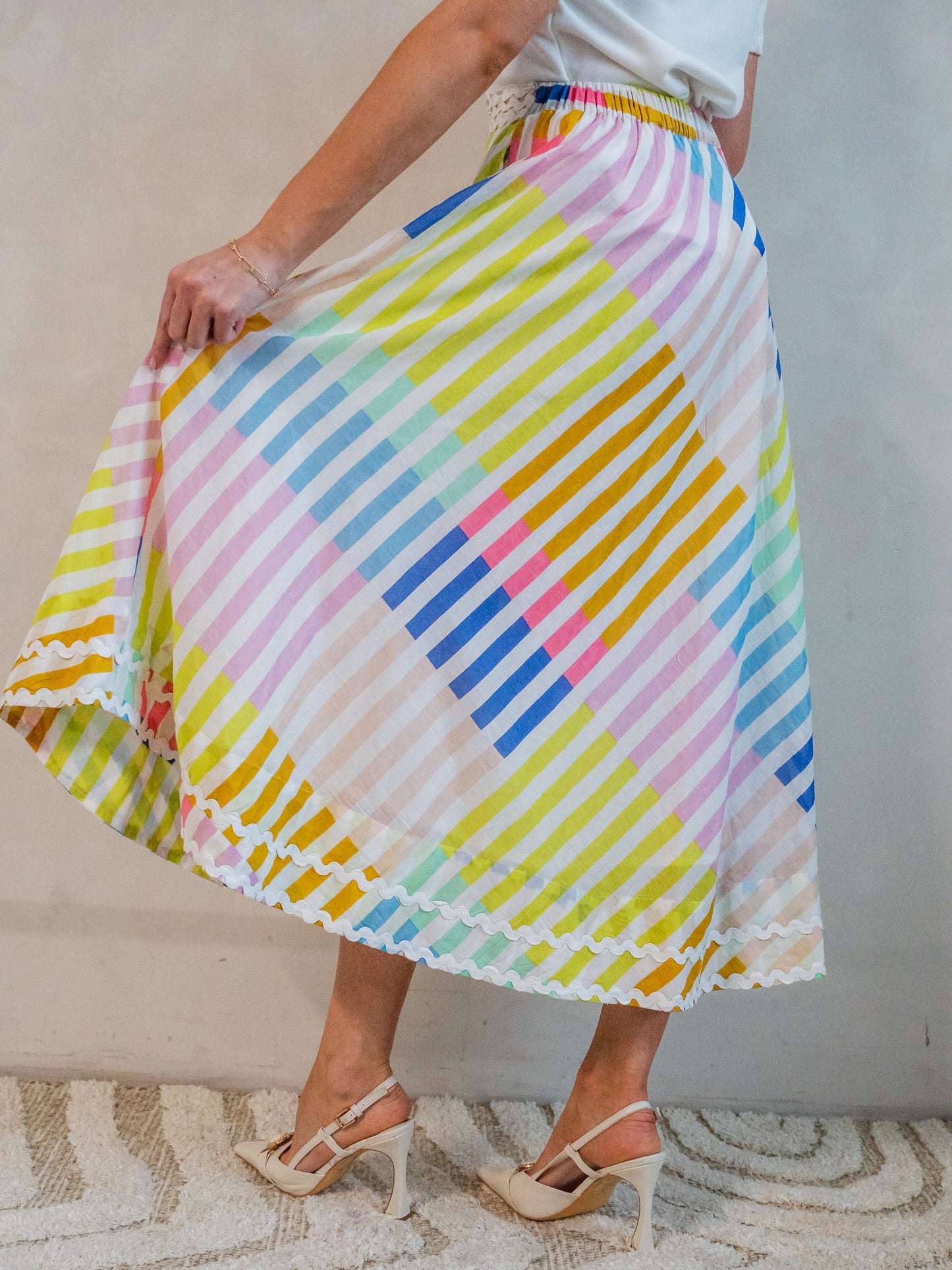'LEGENDARY' SKIRT IN SORBET STRIPE