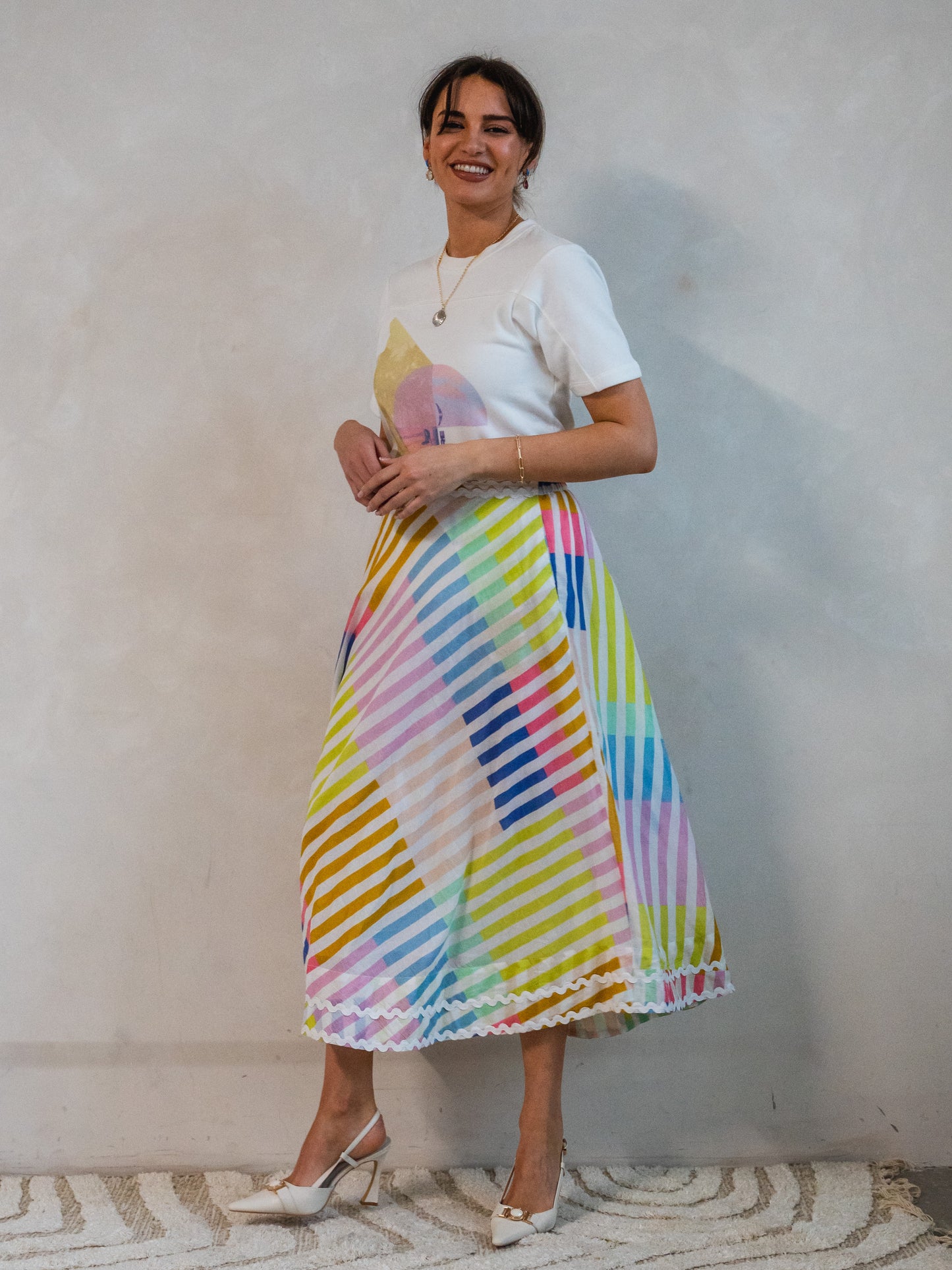 'LEGENDARY' SKIRT IN SORBET STRIPE