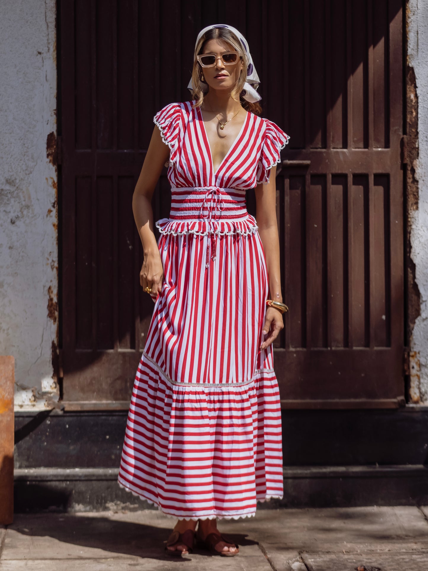'MISHA' DRESS IN RED STRIPE (EcoVero)