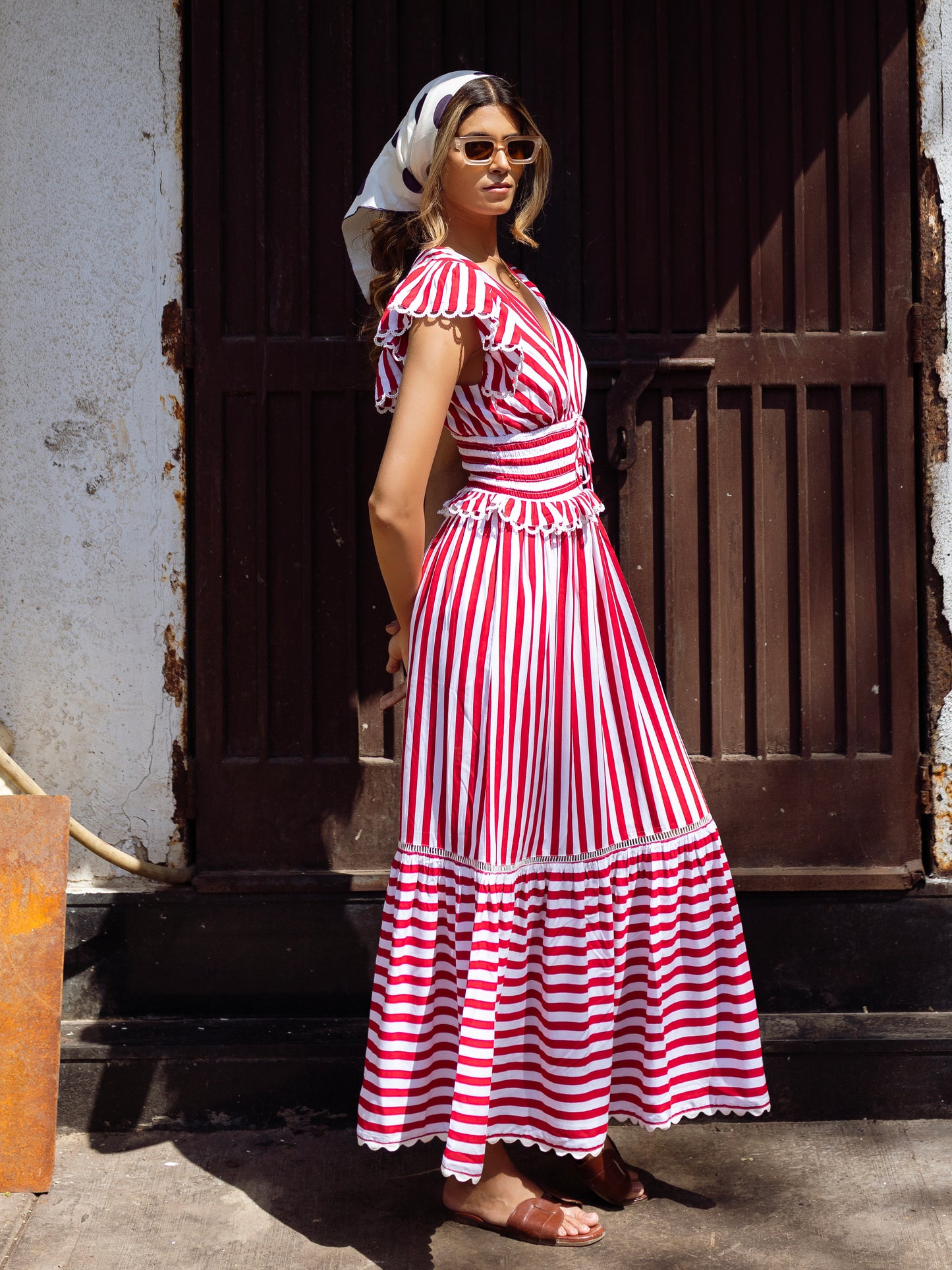 'MISHA' DRESS IN RED STRIPE (EcoVero)