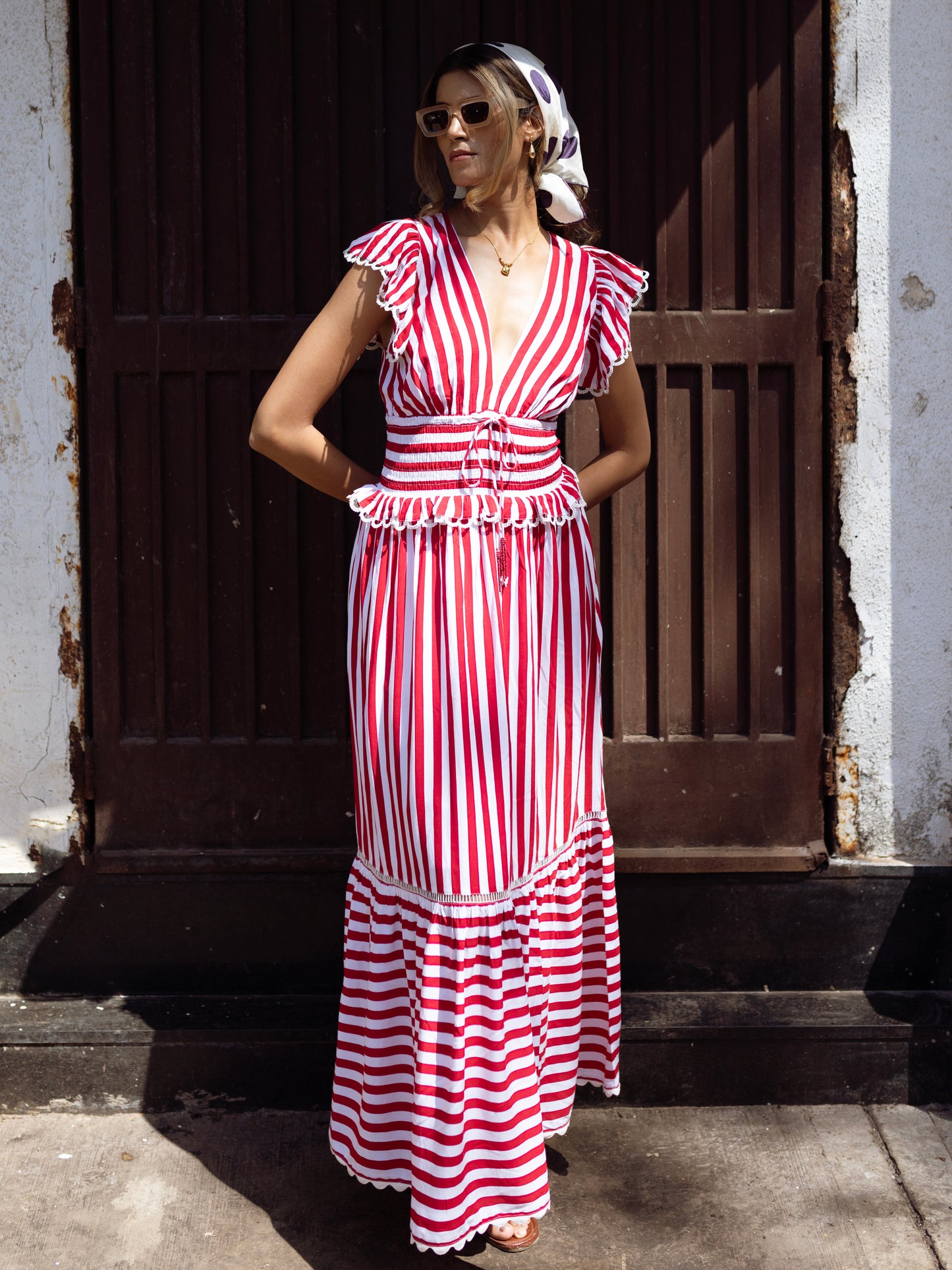 'MISHA' DRESS IN RED STRIPE (EcoVero)