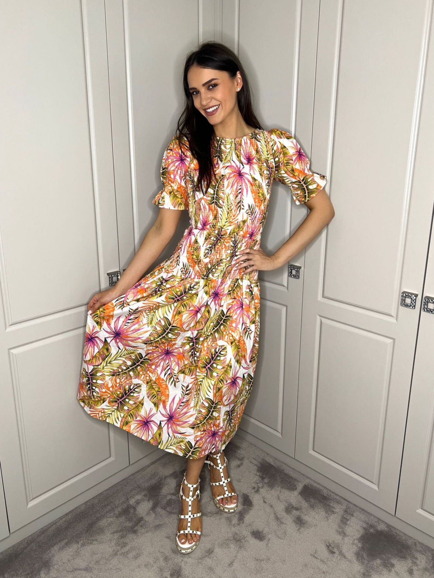 ‘LUCY’ DRESS IN BRIGHT PALM