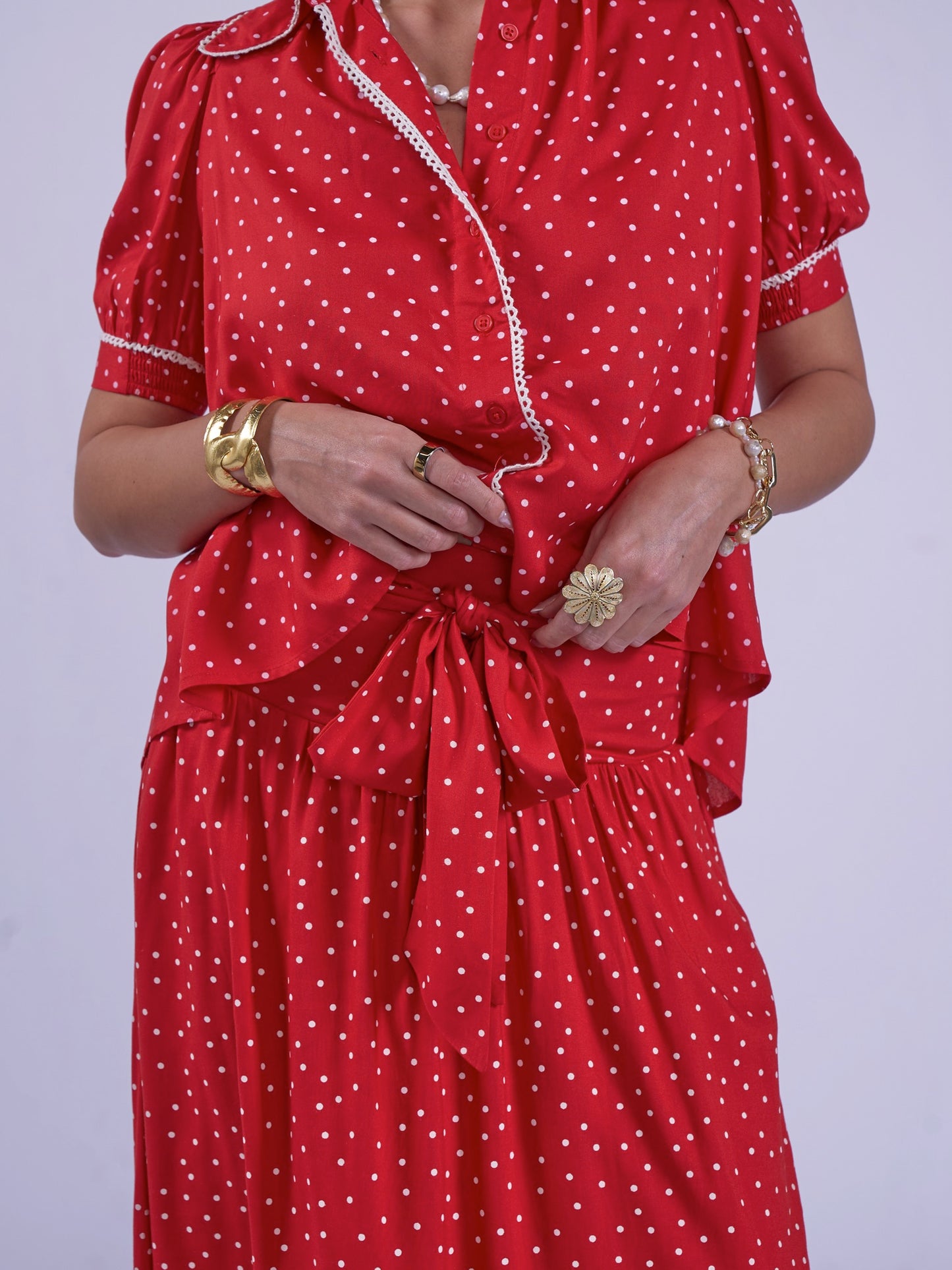'PADDINGTON' SKIRT IN RED POLKA DOT
