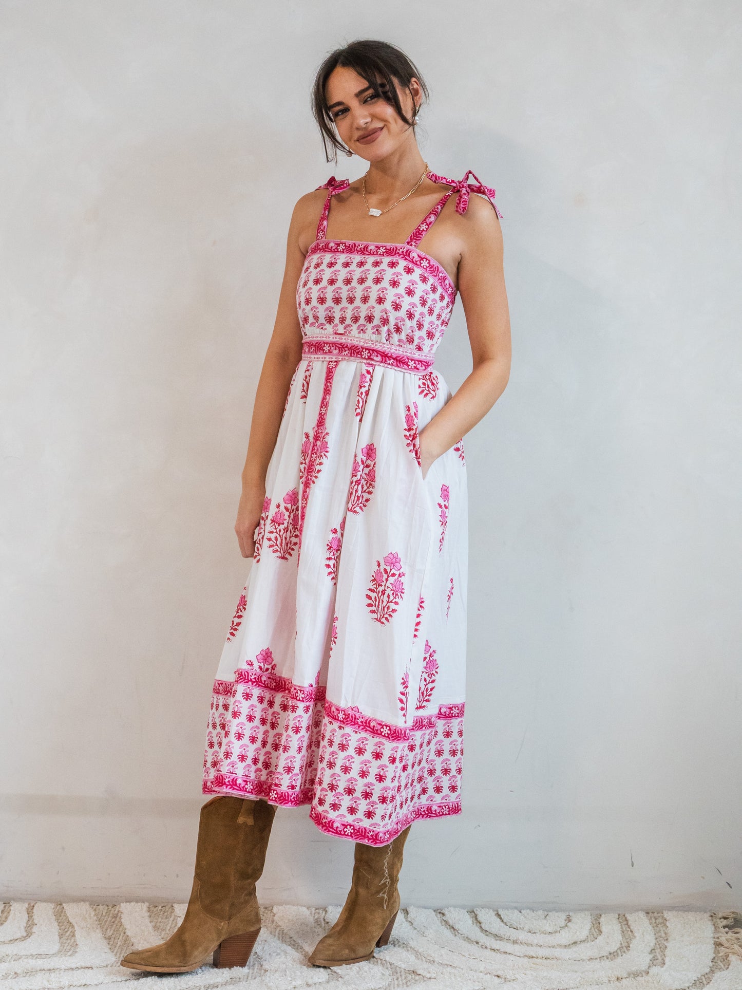 'SHORE' DRESS IN BEACH ROSE