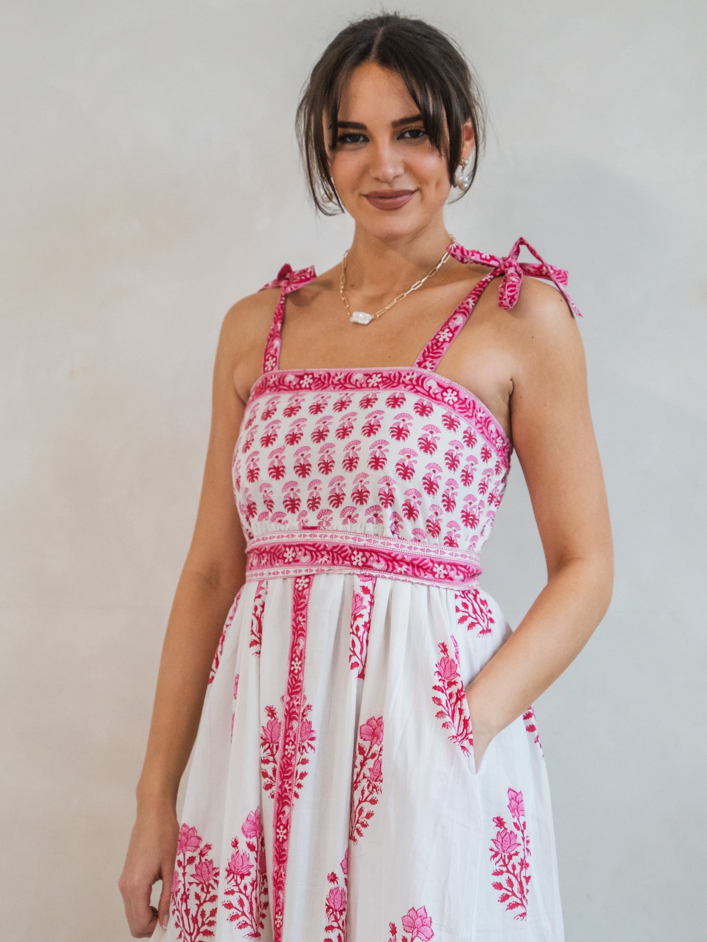 'SHORE' DRESS IN BEACH ROSE