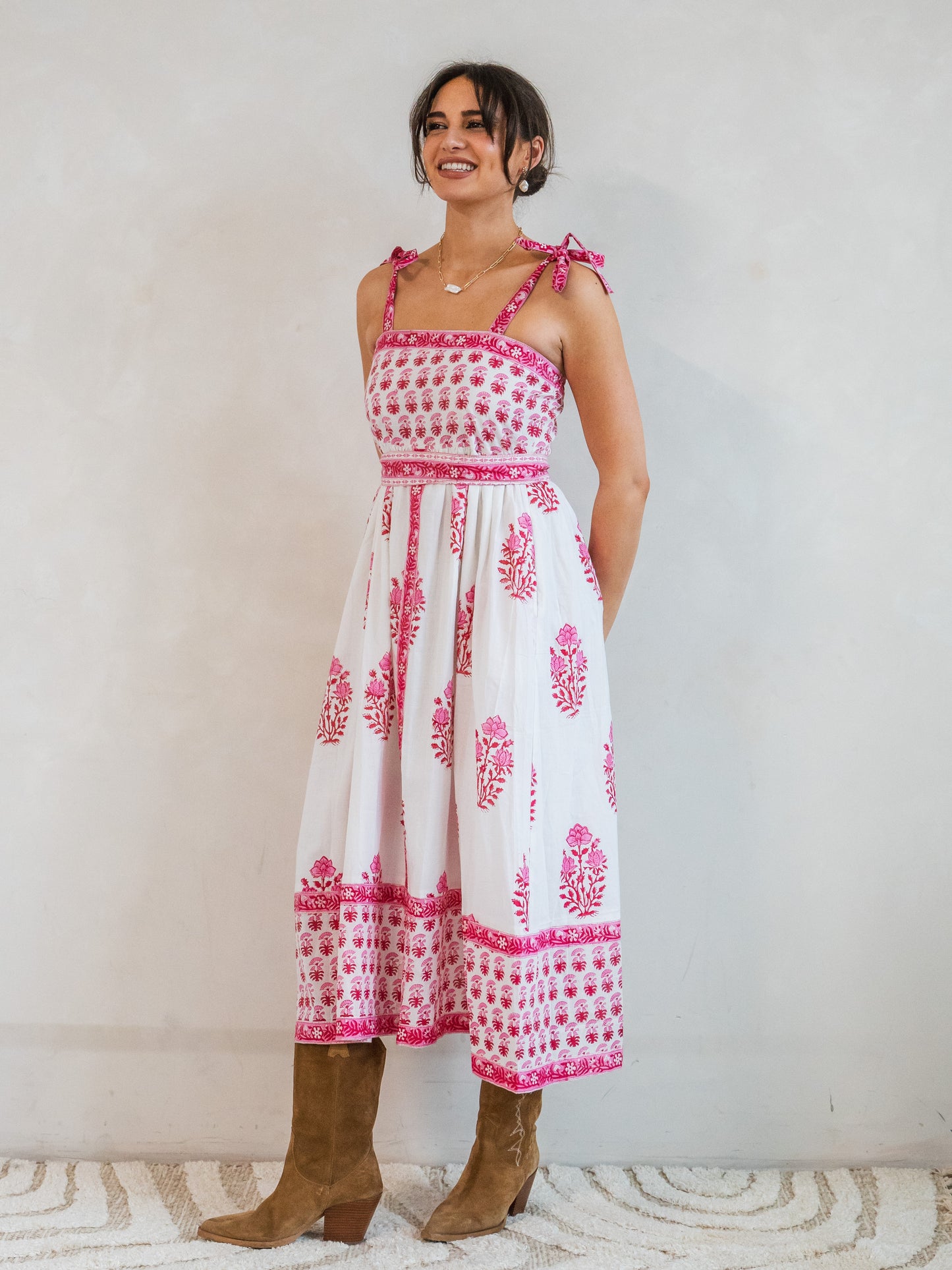 'SHORE' DRESS IN BEACH ROSE
