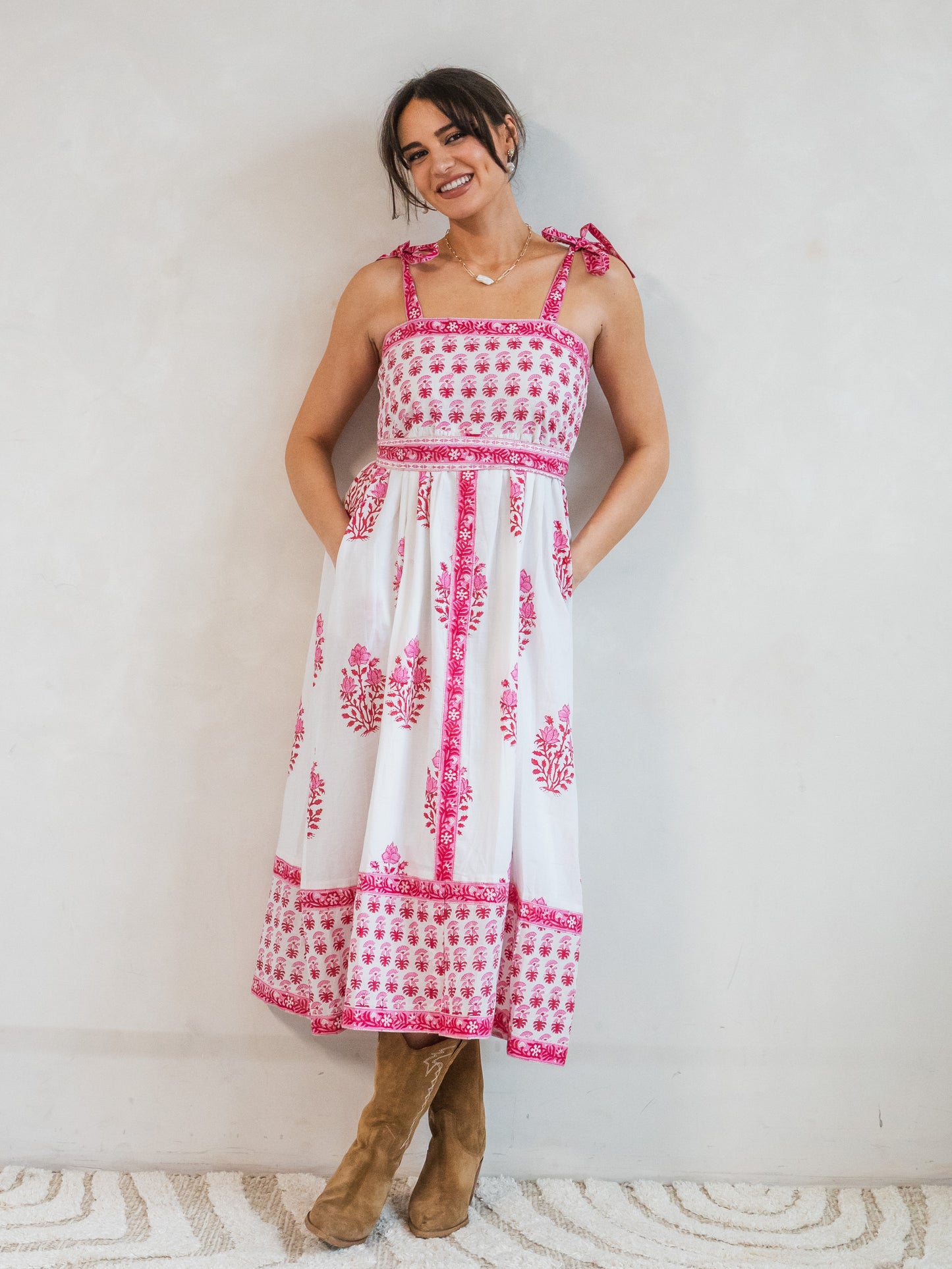 'SHORE' DRESS IN BEACH ROSE