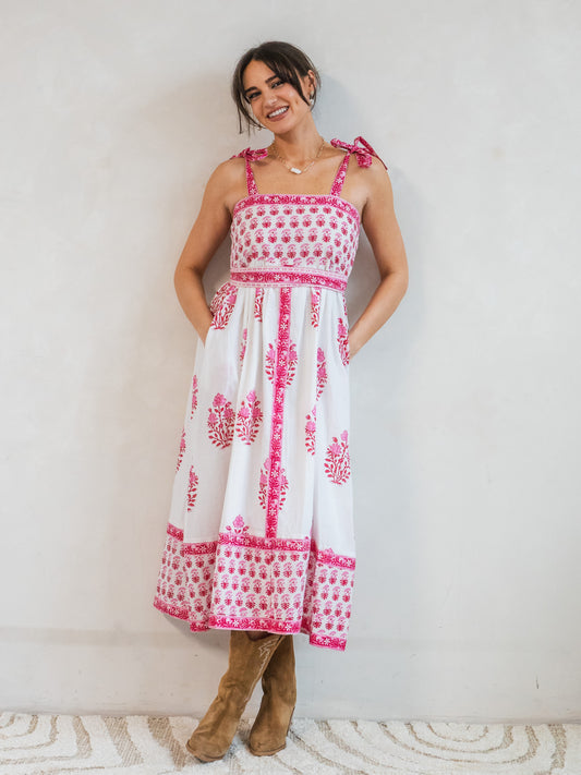 'SHORE' DRESS IN BEACH ROSE