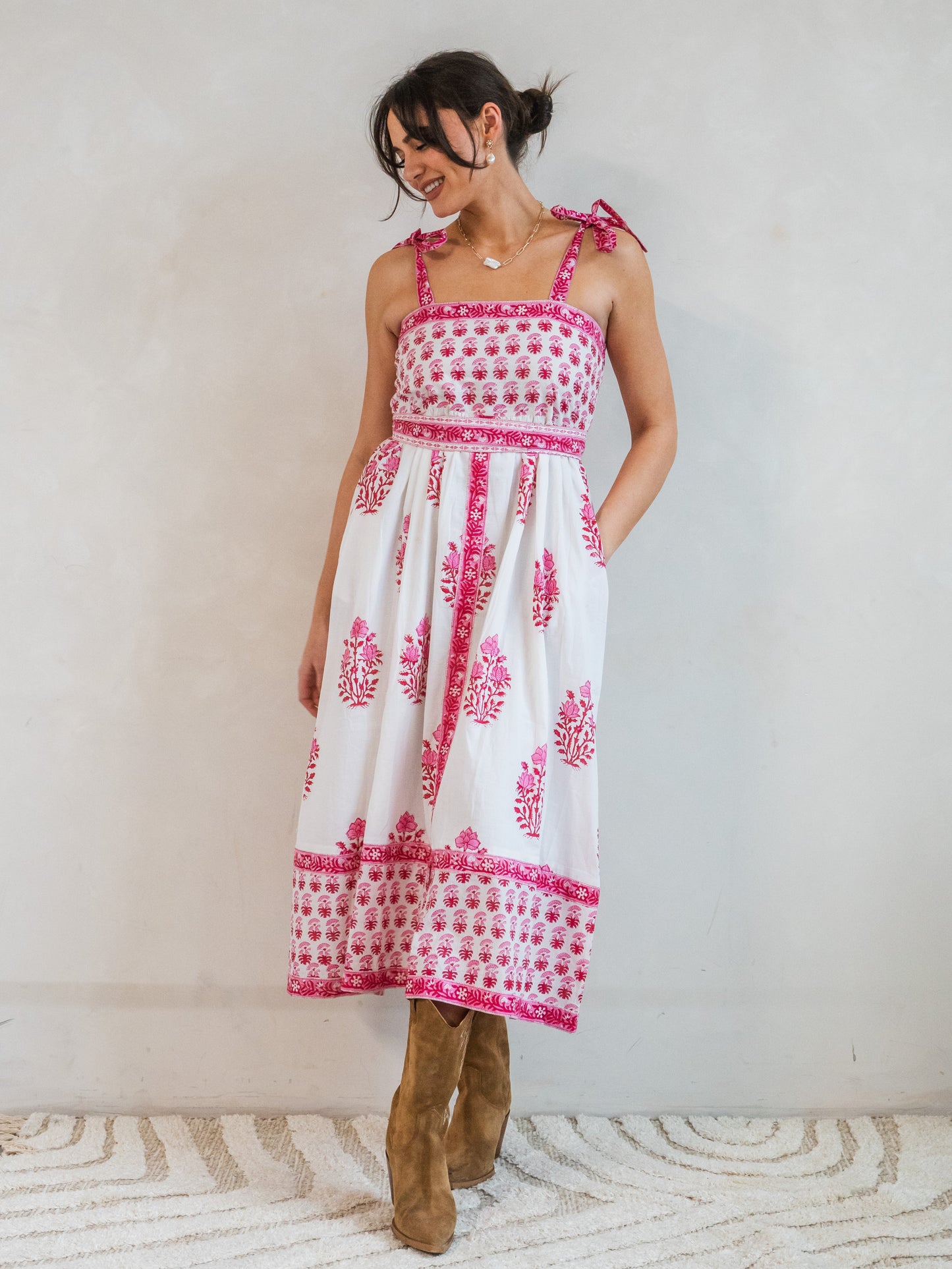 'SHORE' DRESS IN BEACH ROSE