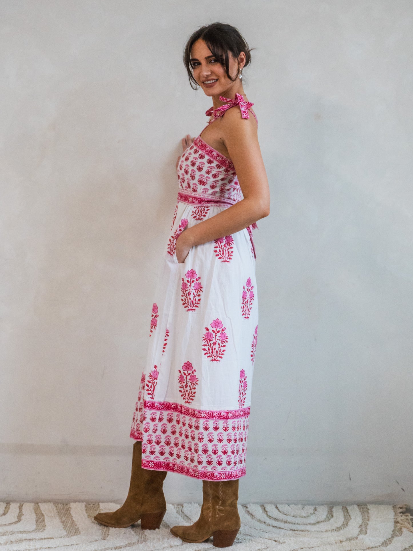 'SHORE' DRESS IN BEACH ROSE