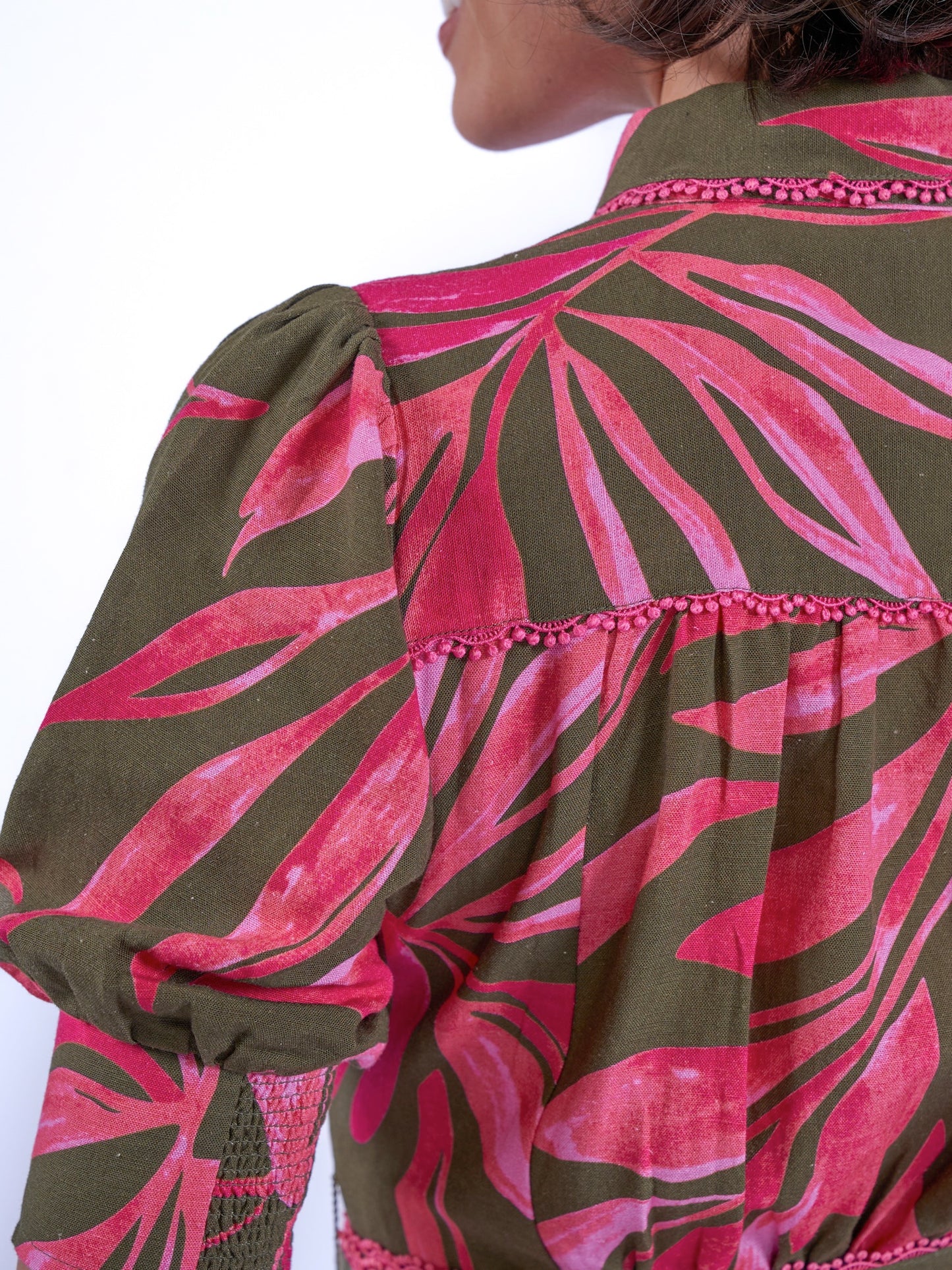 'SYDNEY' DRESS IN KHAKI / PINK PALM