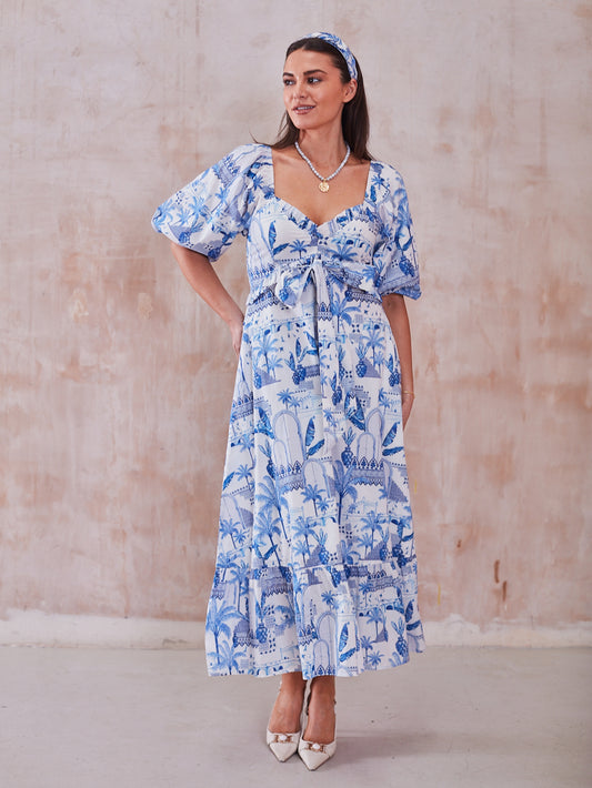 'UNIVERSE' DRESS IN BLUE PARADISE