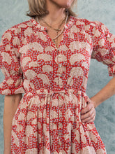 Load image into Gallery viewer, &quot;CHERISH&quot; SHIRTDRESS RED HYDRANGEA
