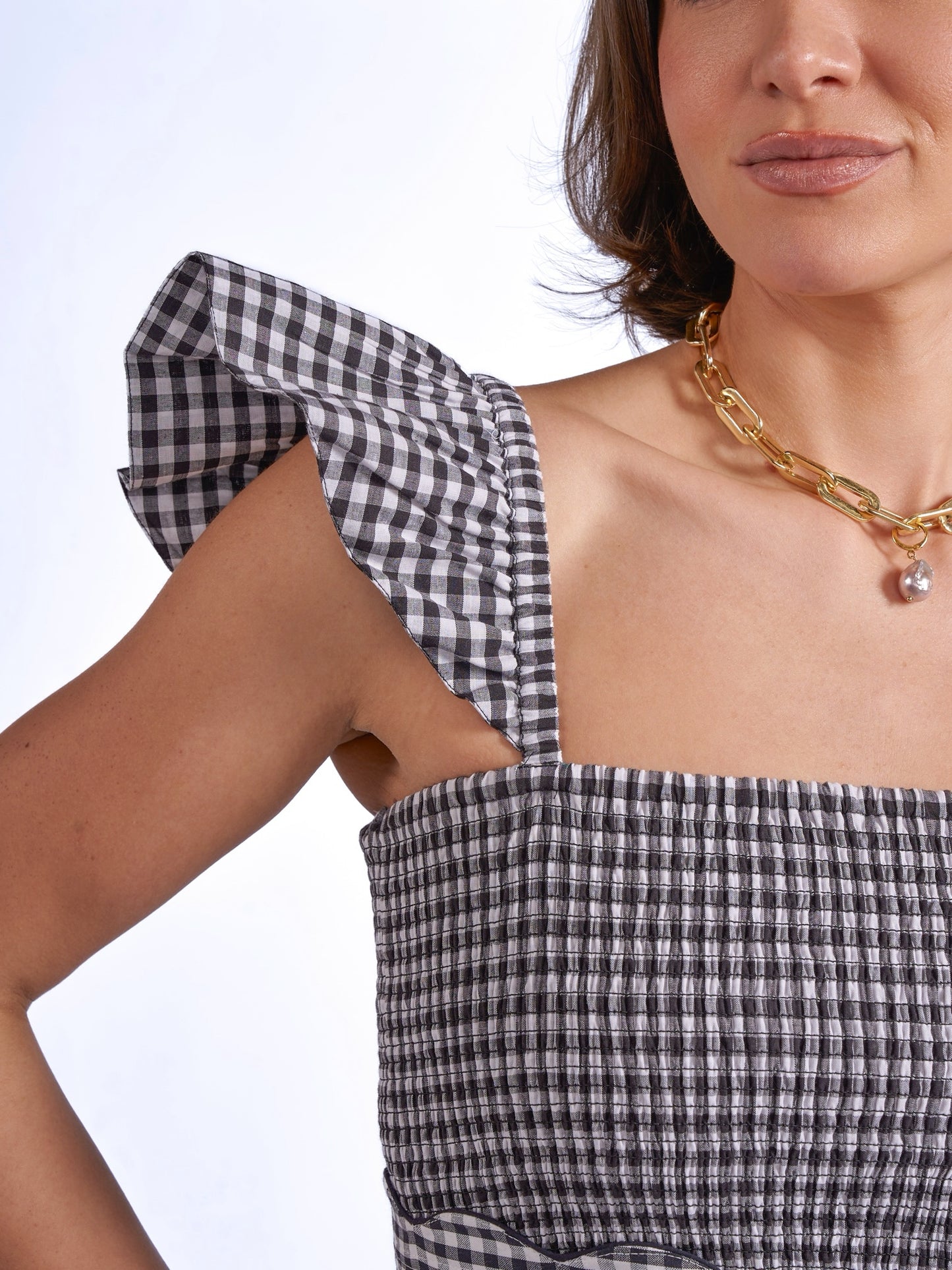 'ANDREA' DRESS IN BLACK GINGHAM