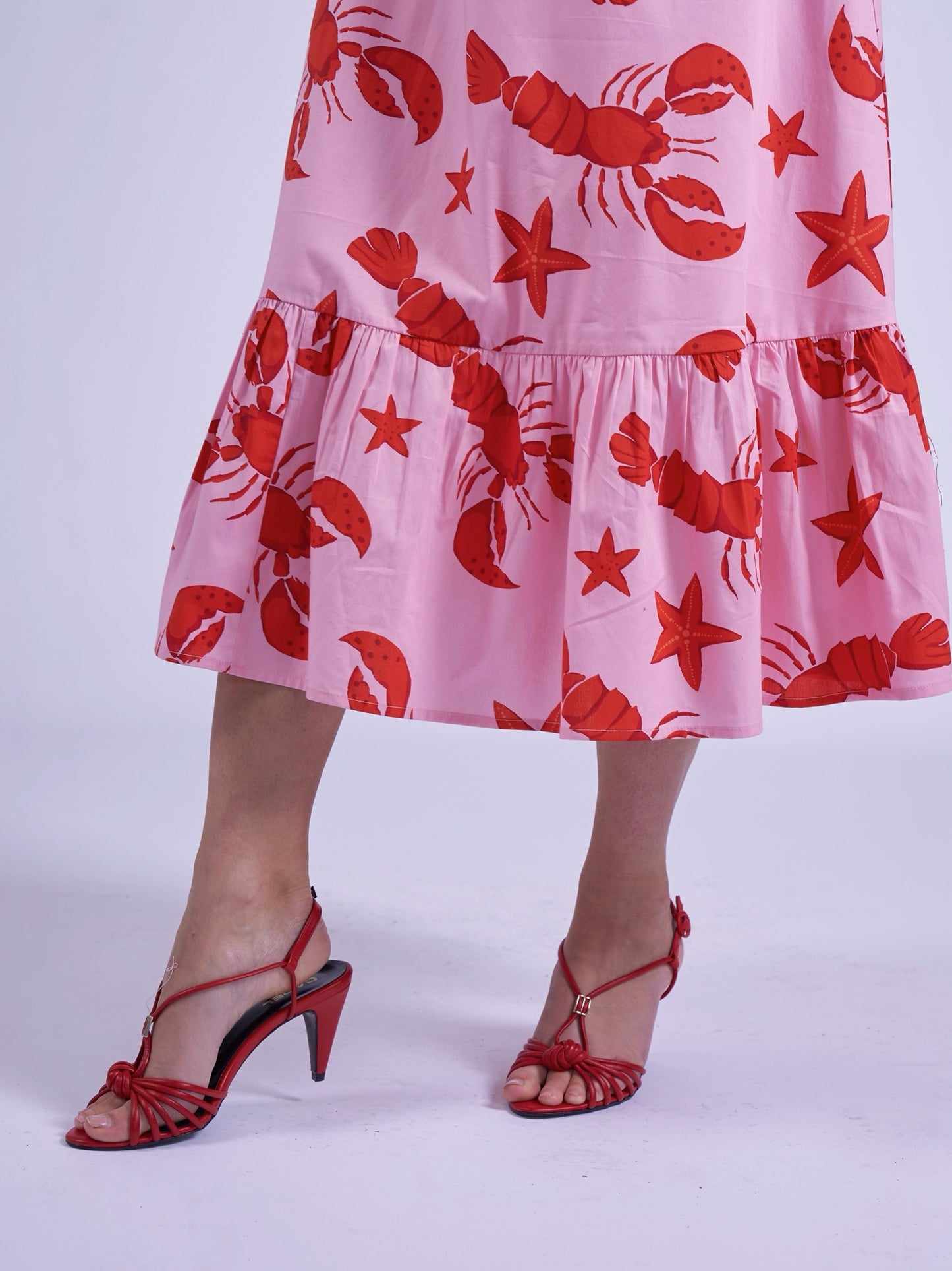 'AURORA' DRESS IN LOBSTER & STARFISH