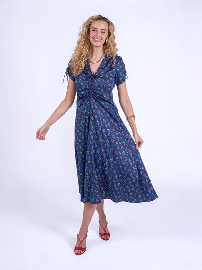 'BABINGTON' DRESS IN NAVY STRAWBERRY