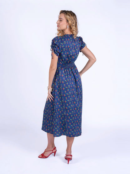 'BABINGTON' DRESS IN NAVY STRAWBERRY