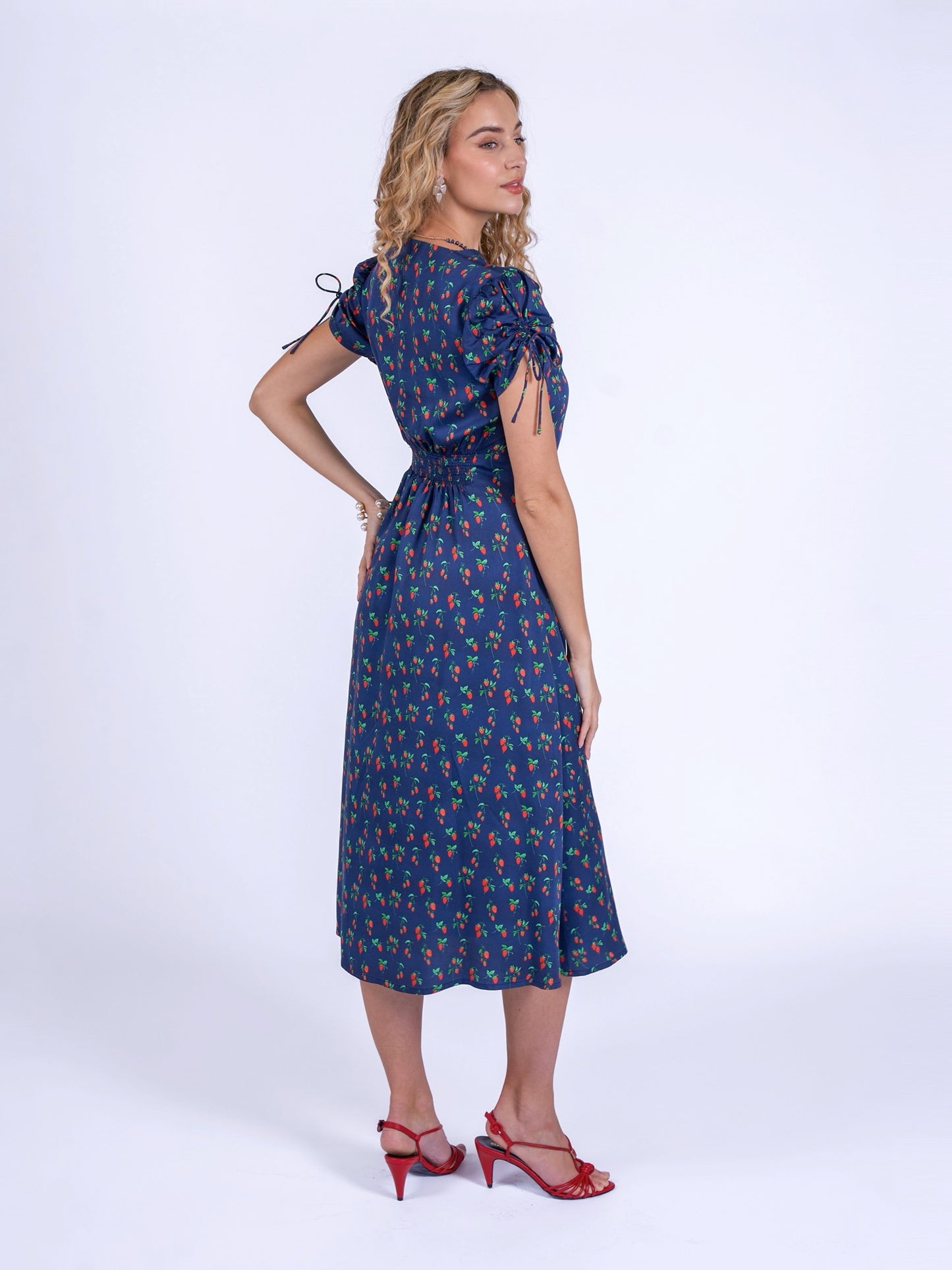 'BABINGTON' DRESS IN NAVY STRAWBERRY