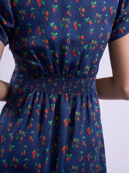 'BABINGTON' DRESS IN NAVY STRAWBERRY