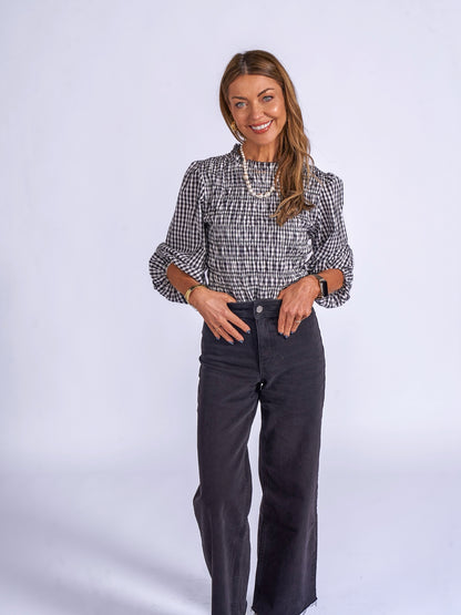 'BOBIN' BLOUSE IN BLACK GINGHAM