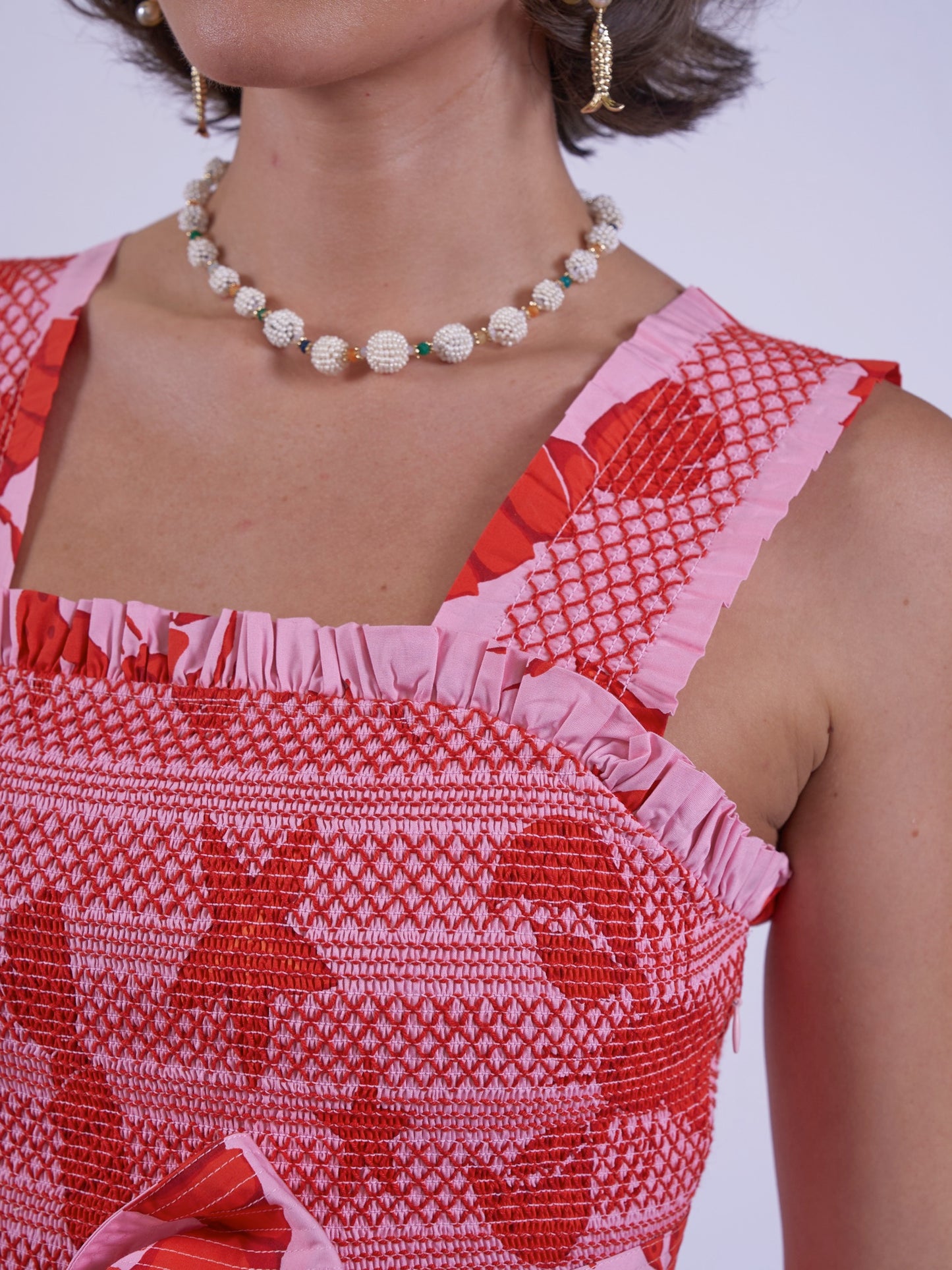 'BYRON' DRESS IN LOBSTER & STARFISH
