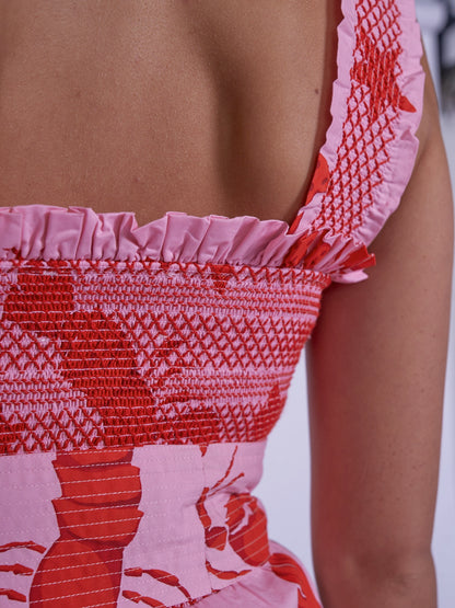 'BYRON' DRESS IN LOBSTER & STARFISH