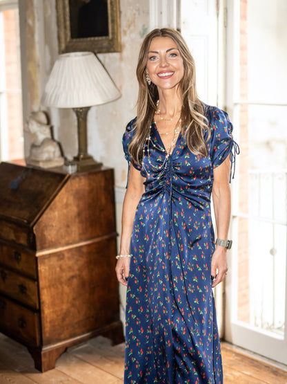 'BABINGTON' DRESS IN NAVY STRAWBERRY