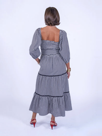 'HONOUR' DRESS IN BLACK GINGHAM