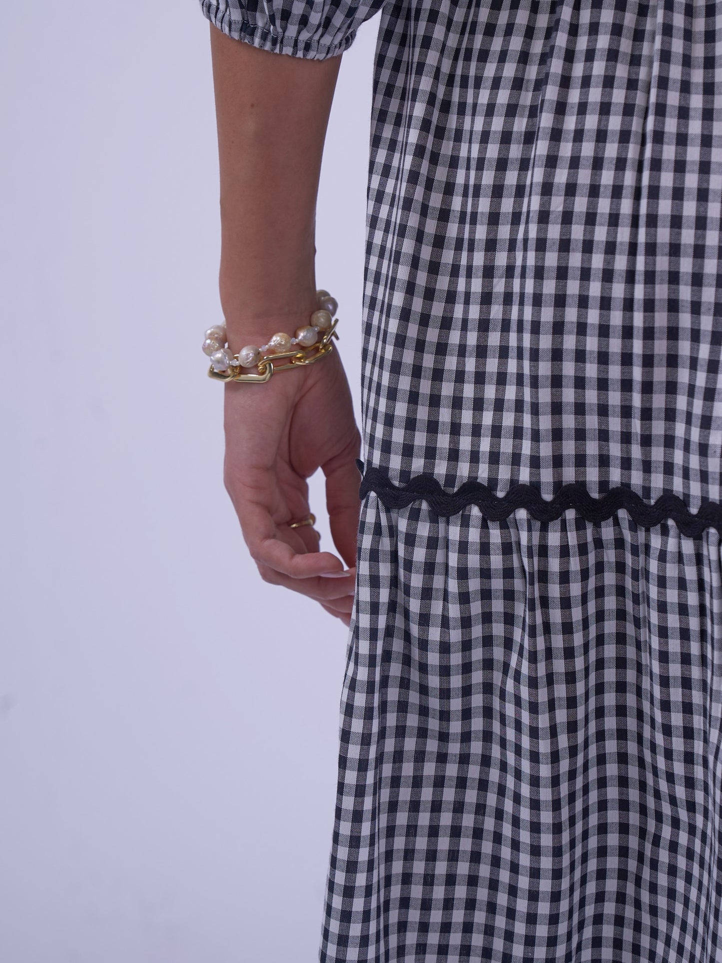 'HONOUR' DRESS IN BLACK GINGHAM