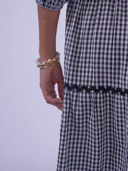 'HONOUR' DRESS IN BLACK GINGHAM