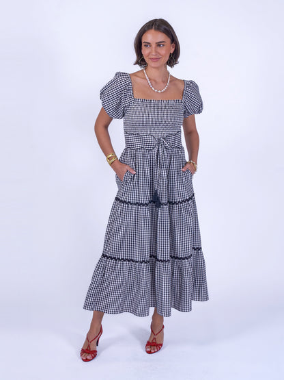 'HONOUR' DRESS IN BLACK GINGHAM