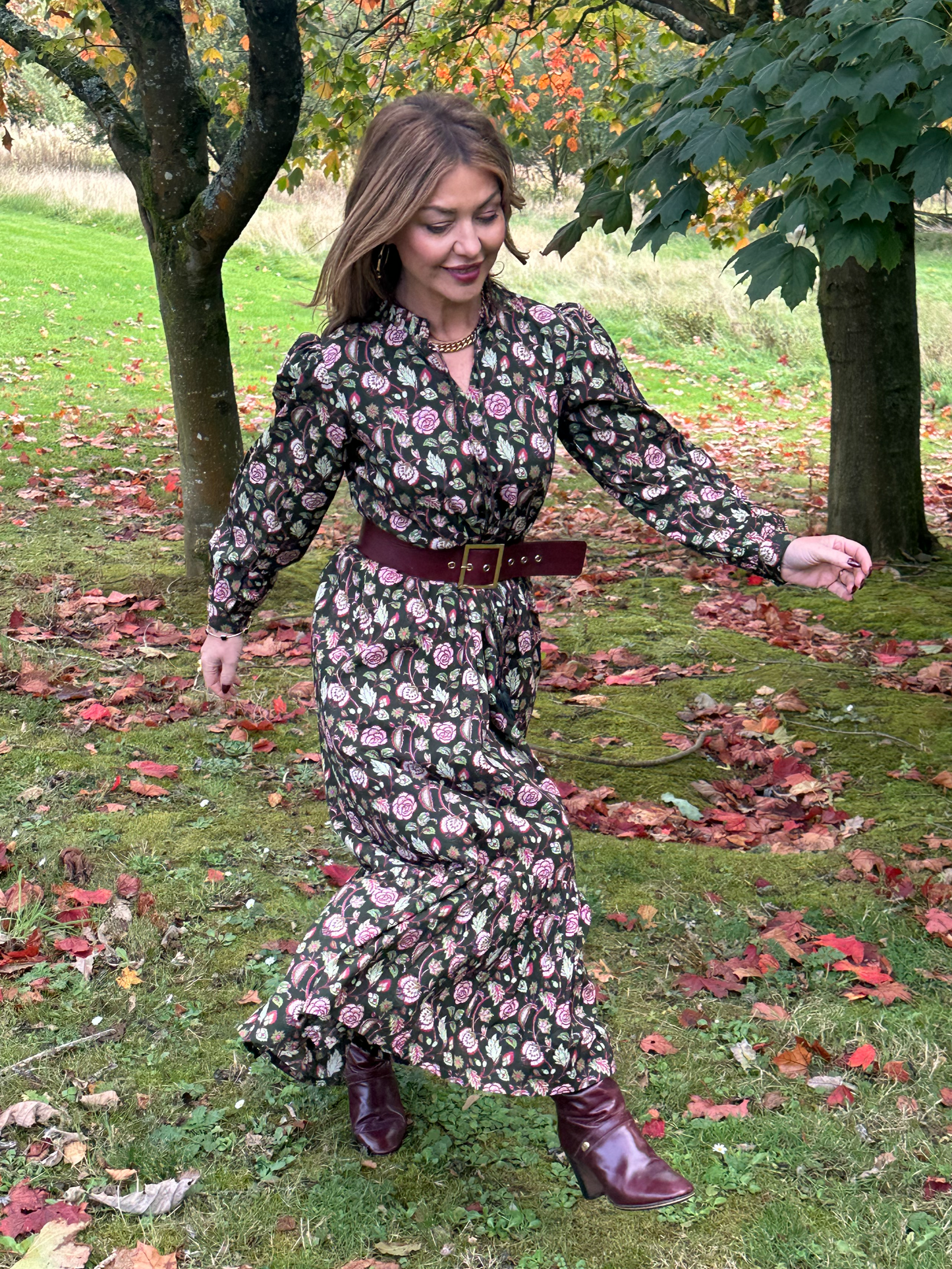 ‘ROISIN’ DRESS FOREST ROSE (LINED)