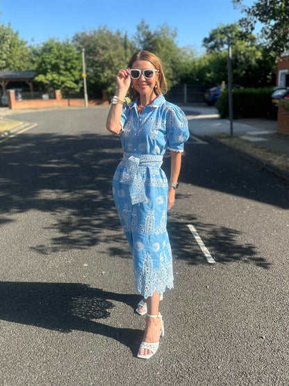 'SANI' MIDI SHIRT DRESS IN BLUE