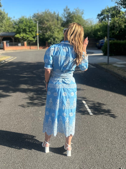 'SANI' MIDI SHIRT DRESS IN BLUE
