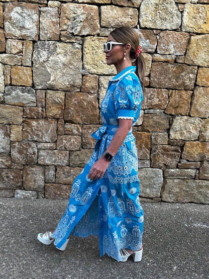 'SANI' MAXI SHIRT DRESS IN BLUE