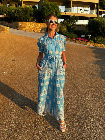 'SANI' MAXI SHIRT DRESS IN BLUE