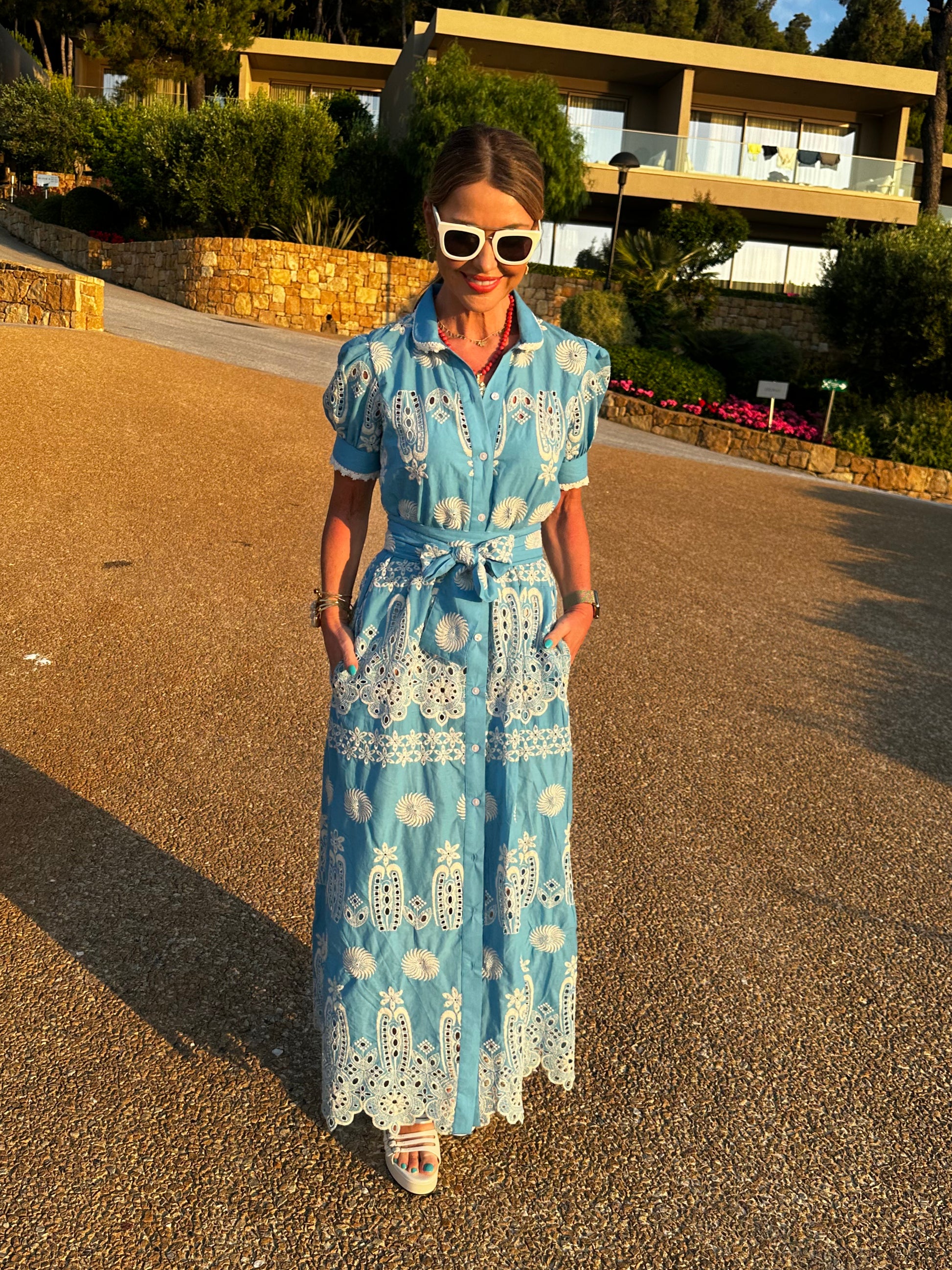 a new day shirt dress Women's Short Sleeve Pleated Midi Shirtdress