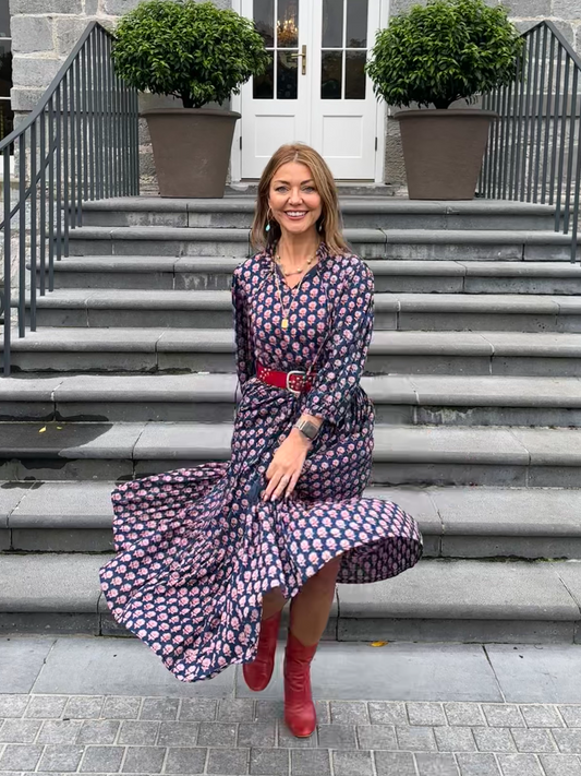 ‘ROISIN’ DRESS RED DAISY (LINED)