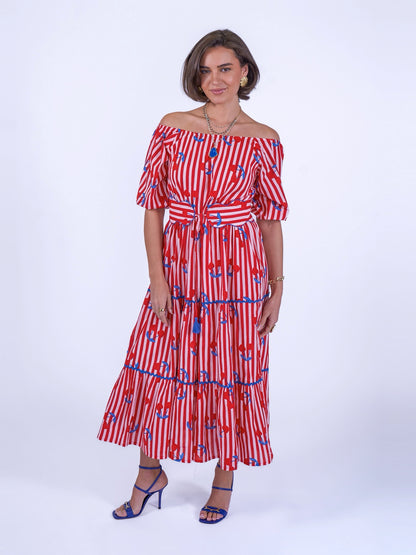 'MICHELE' DRESS IN CHERRY STRIPE