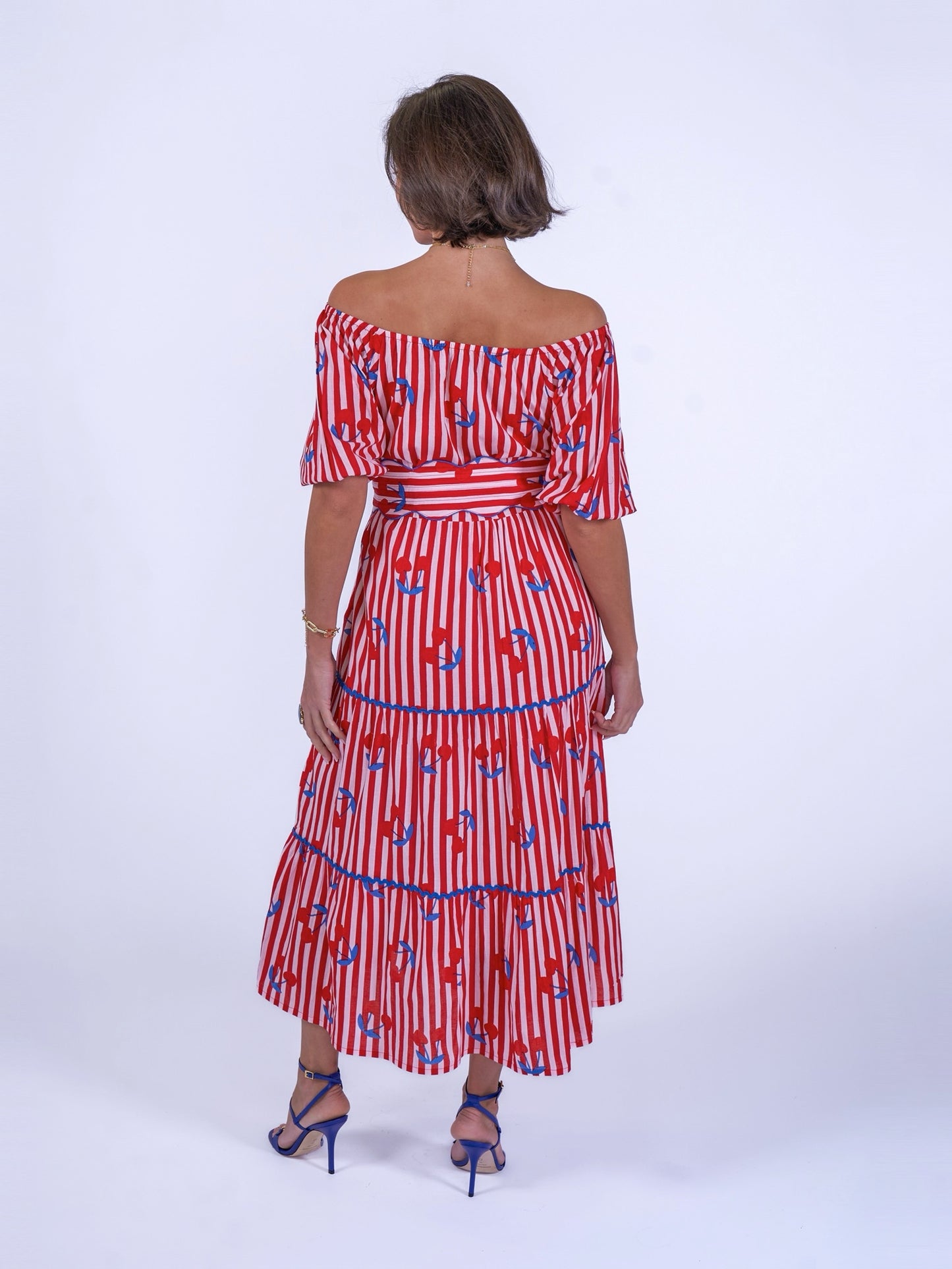 'MICHELE' DRESS IN CHERRY STRIPE