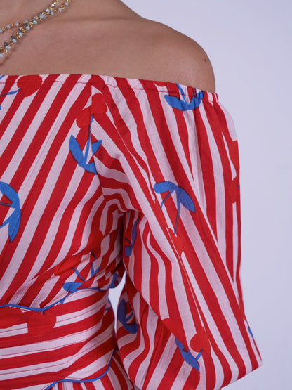 'MICHELE' DRESS IN CHERRY STRIPE