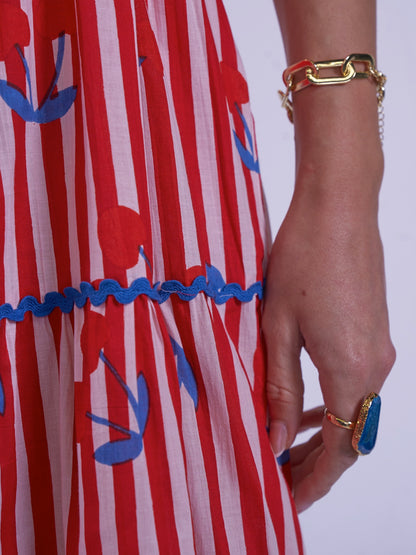 'MICHELE' DRESS IN CHERRY STRIPE