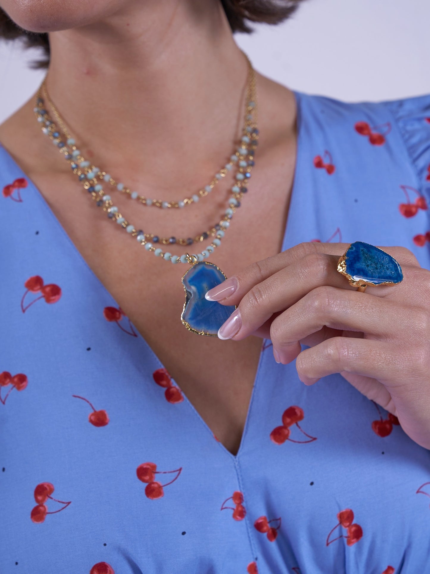 'MISHA' DRESS IN BLUE CHERRY